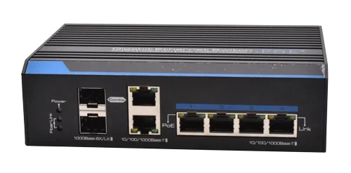 visuel S43434-01-B0 : SWITCH INDUS 120W - 4×1Gb/POE+ & 2×1Gb (RJ45/SFP)